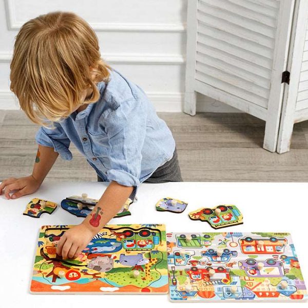Big Knob Handle Wooden Baby Toddler Children Jigsaw Puzzle
