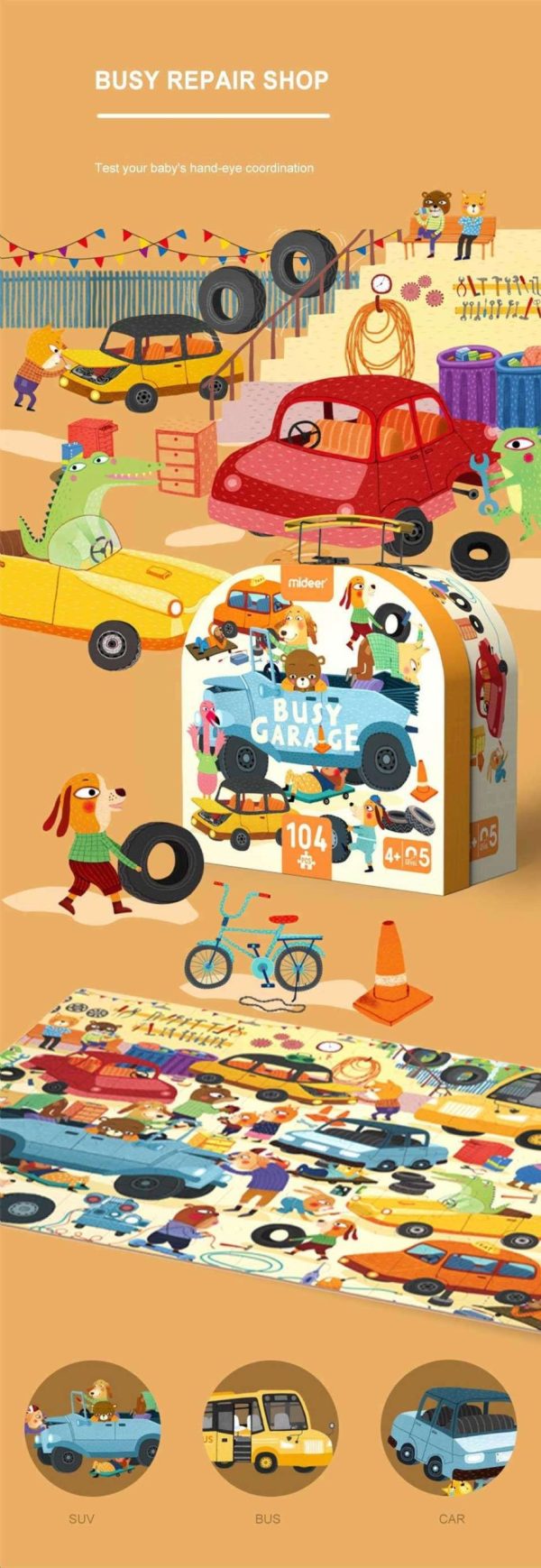 Busy Garage Children Jigsaw Puzzle Perfect Birthday Gift