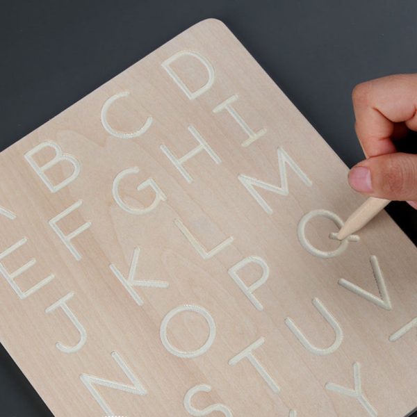 Double Sided Wooden Letter & Number Writing Board. Montessori Alphabet & Math Toy.