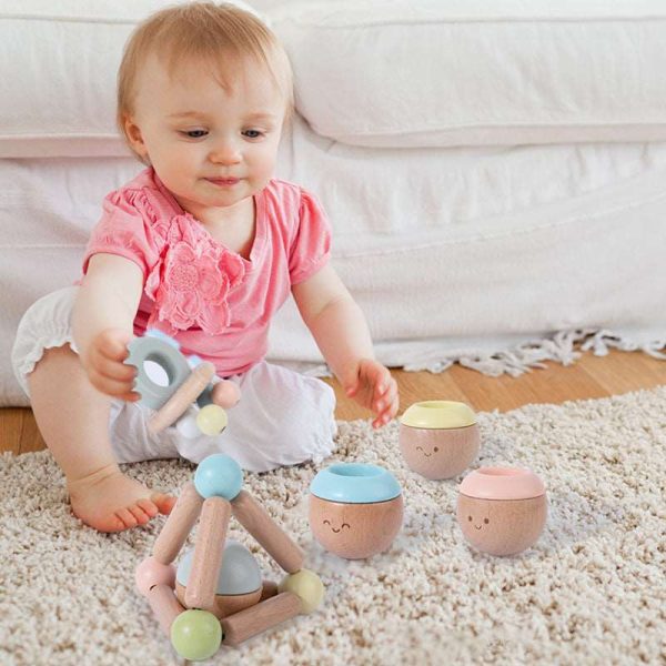 Baby sensory kit. Wooden Rattles. Baby toys, Toddler Toys. Macaron colours
