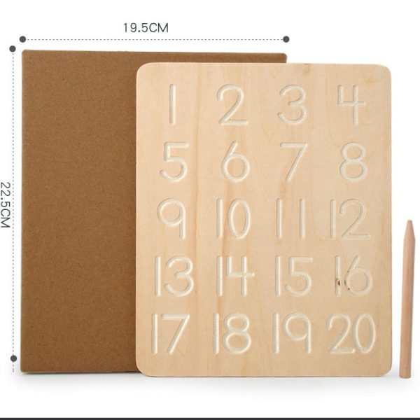 Double Sided Wooden Letter & Number Writing Board. Montessori Alphabet & Math Toy.
