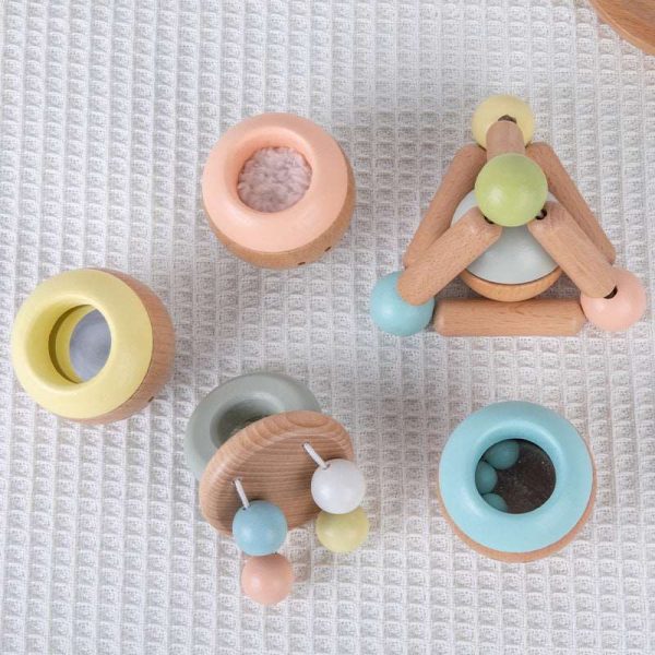 Baby sensory kit. Wooden Rattles. Baby toys, Toddler Toys. Macaron colours