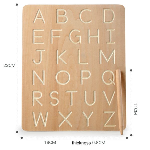 Double Sided Wooden Letter & Number Writing Board. Montessori Alphabet & Math Toy.