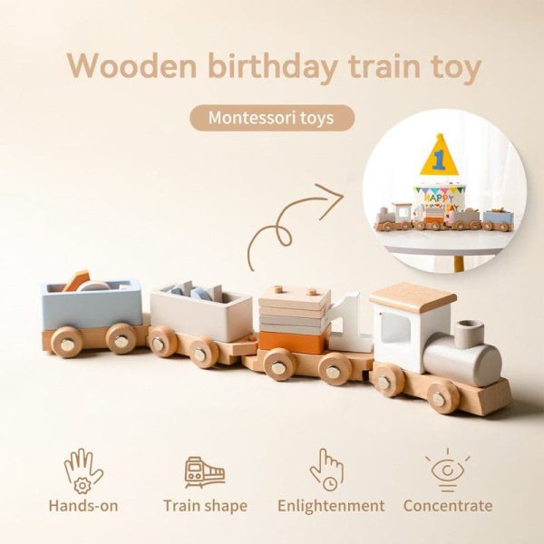 Birthday Wooden Toy Train. Perfect Gift for Toddler