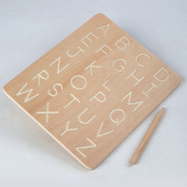 Double Sided Wooden Letter & Number Writing Board. Montessori Alphabet & Math Toy.