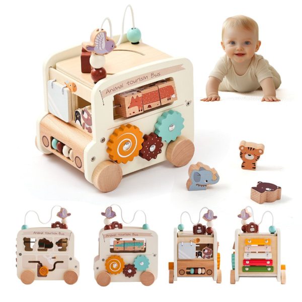 8-in-1 Wooden Bus Multi Activity Toy