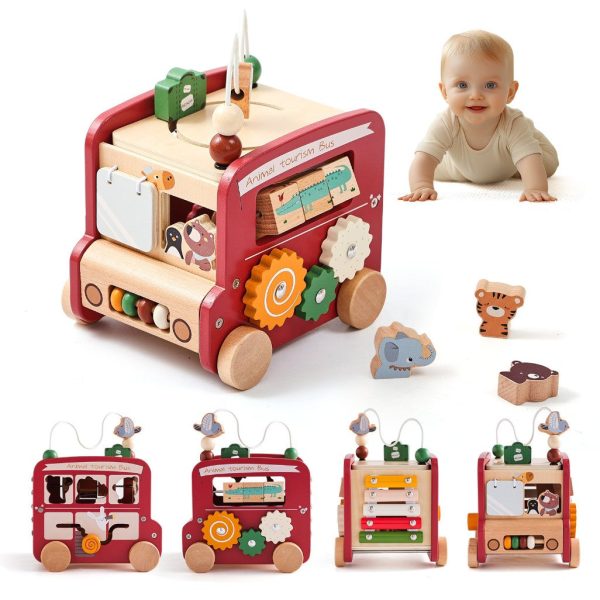 8-in-1 Wooden Bus Multi Activity Toy