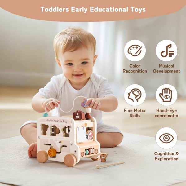 8-in-1 Wooden Bus Multi Activity Toy