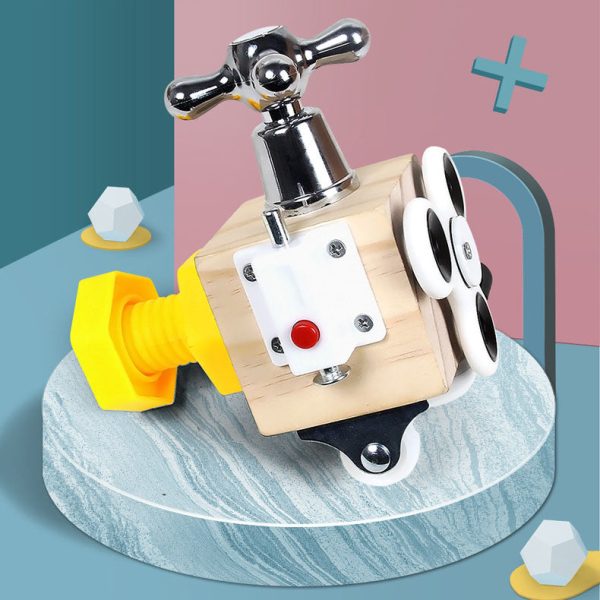 7-in-1 Wooden Busy Cube Montessori Toy, Travel Toddler Toy
