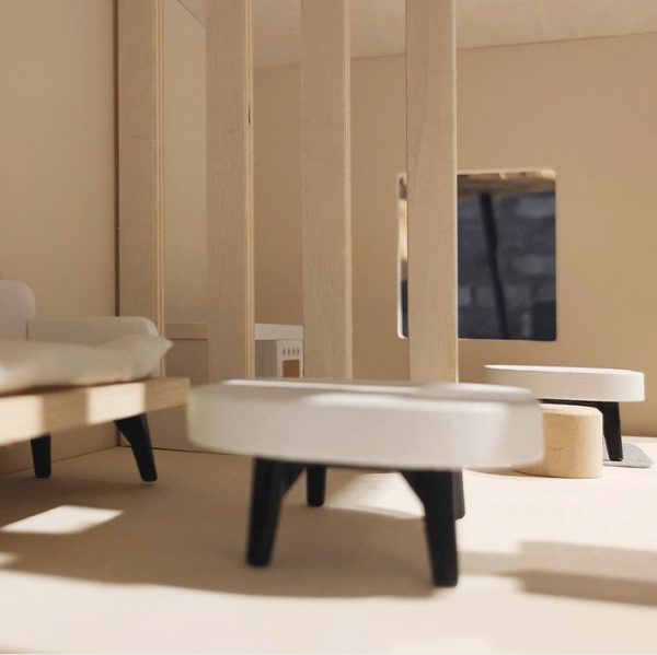 Cream coloured wooden doll house. Pretend Play Toy