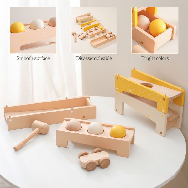 Changeable car track to knocking ball ramp glider wooden toy