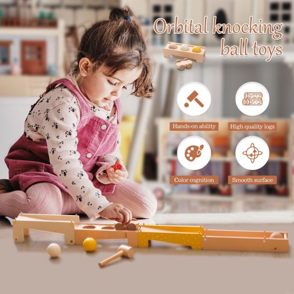 Changeable car track to knocking ball ramp glider wooden toy