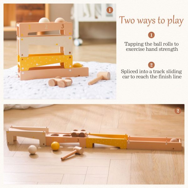 Changeable car track to knocking ball ramp glider wooden toy