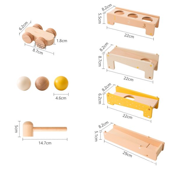 Changeable car track to knocking ball ramp glider wooden toy